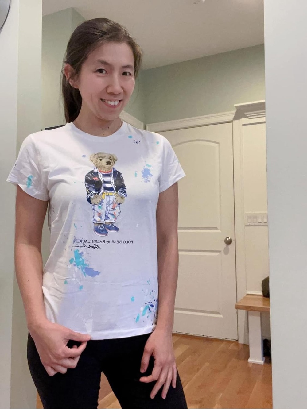 Ralph Lauren women painted White Bear Graphic Tee-nwt